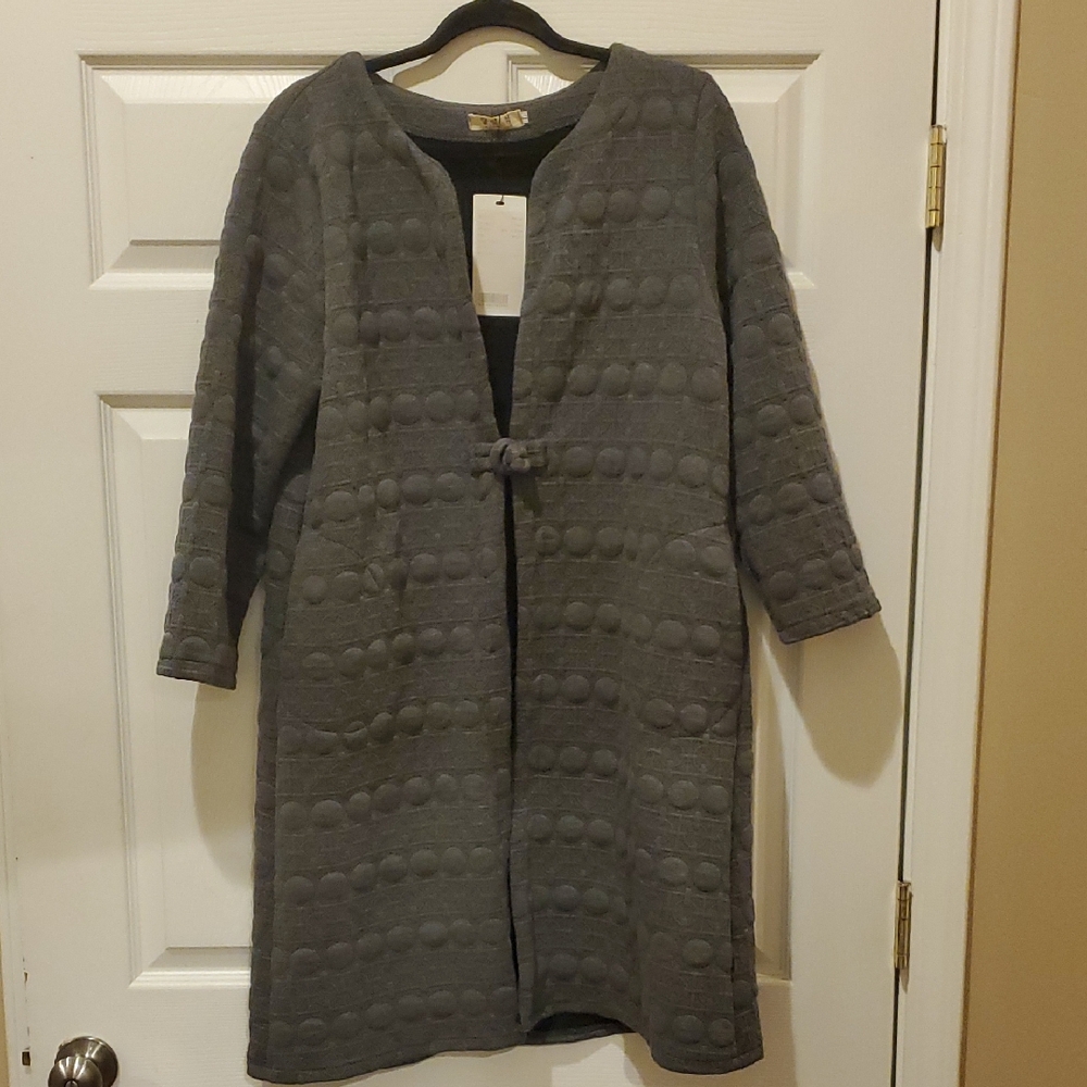 Gray Textured Long Duster